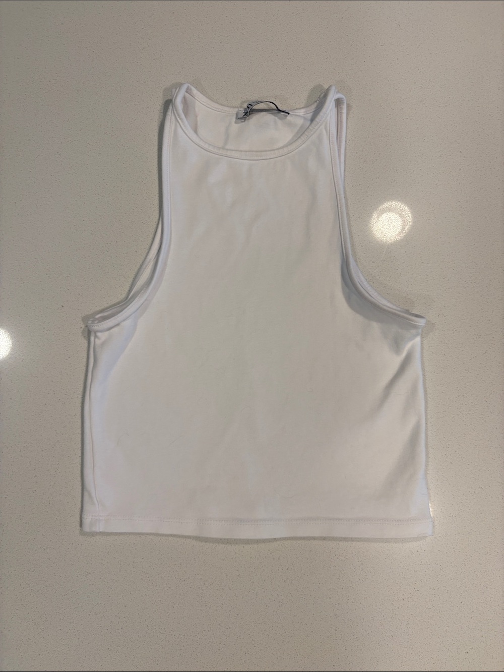 Zara White High-Neck Cropped Tank